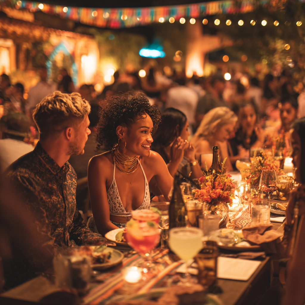 Dinner party with cocktails